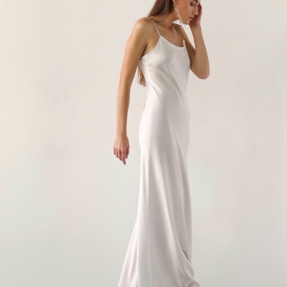 Elegant White Slip Dress 100% silk